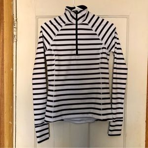 NWOT J Crew Cloud Stretch Half Zip Activewear Top Stripes